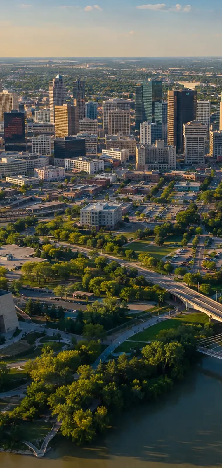 Downtown Winnipeg from the air